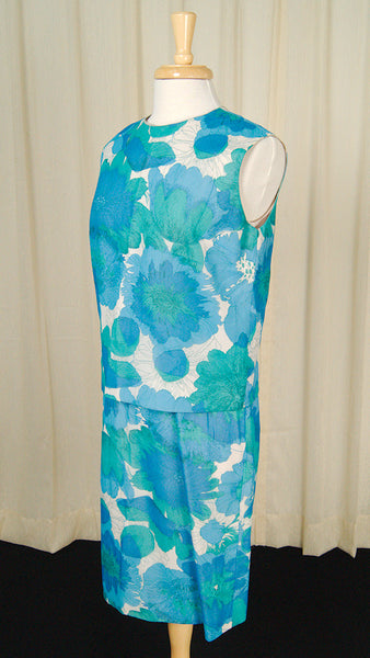 Vintage 1950s Blue Floral Dress Set Cats Like Us
