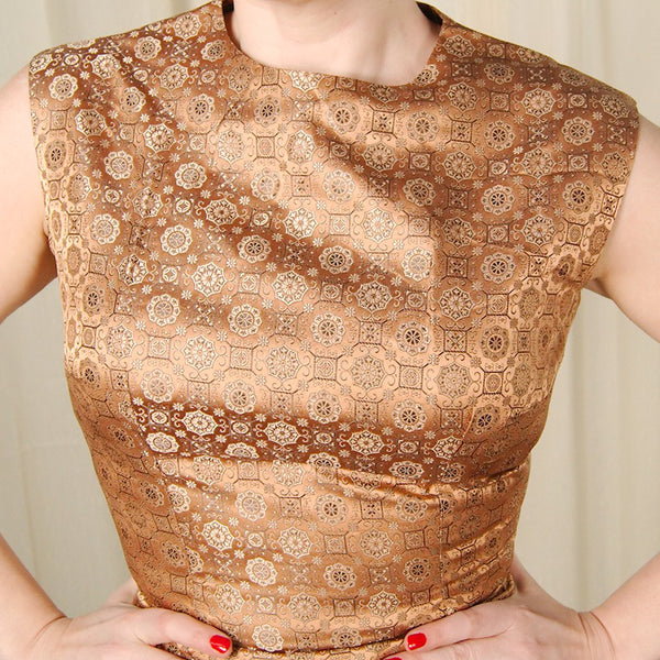 Vintage 1950s Bronze Brocade Dress Suit Cats Like Us