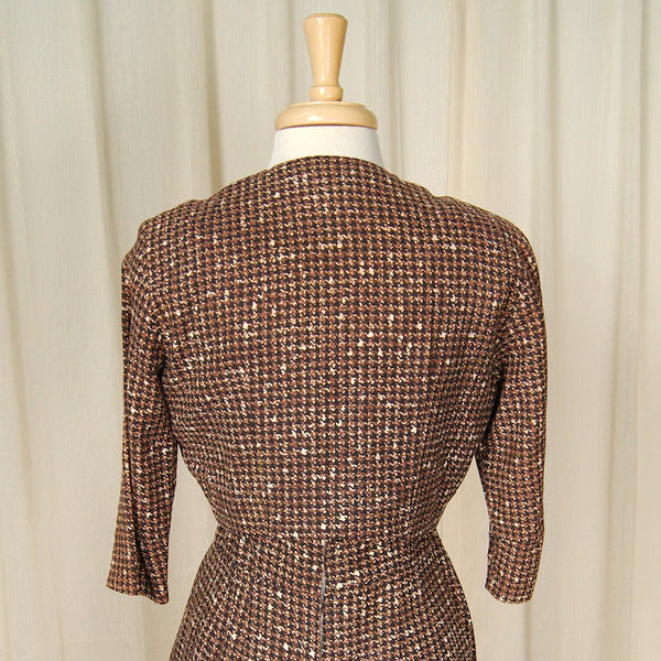 Vintage 1950s Brown Houndstooth Suit Cats Like Us