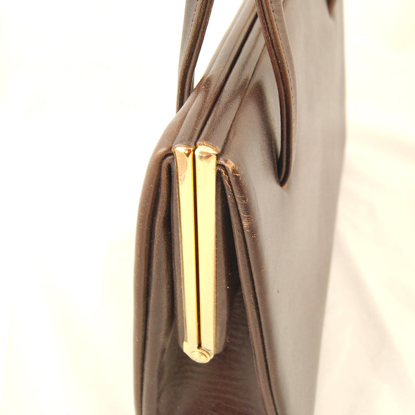 Vintage 1950s Brown Leather Handbag Cats Like Us