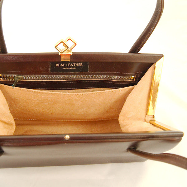 Vintage 1950s Brown Leather Handbag Cats Like Us