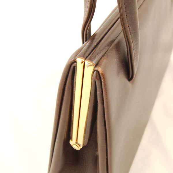 Vintage 1950s Brown Leather Handbag Cats Like Us
