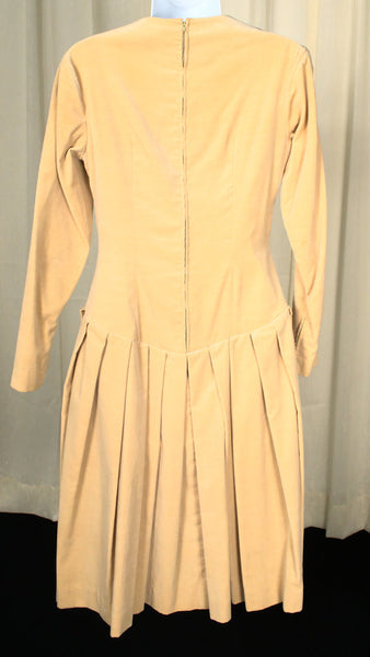 Vintage 1950s Butterscotch Velvet Dress Cats Like Us