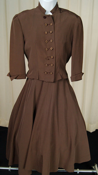 Vintage 1950s Chocolate Dress Suit Cats Like Us