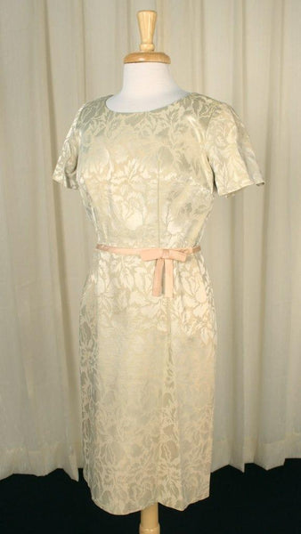 Vintage 1950s Cream Brocade Dress Suit Cats Like Us