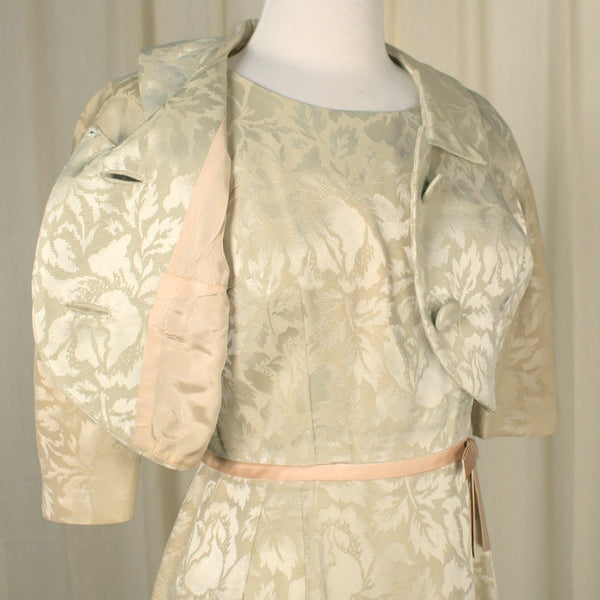 Vintage 1950s Cream Brocade Dress Suit Cats Like Us
