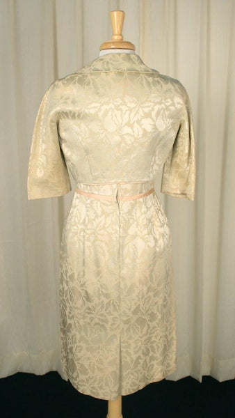 Vintage 1950s Cream Brocade Dress Suit Cats Like Us
