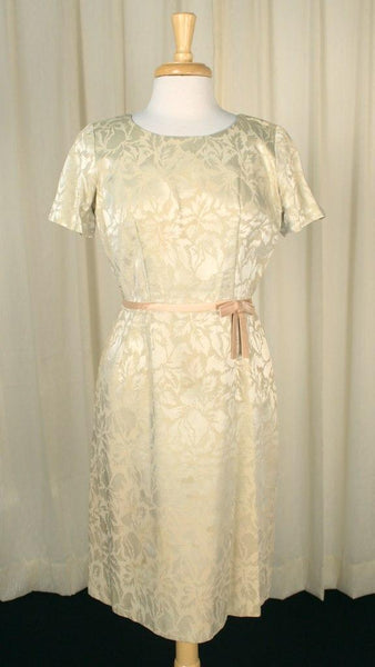 Vintage 1950s Cream Brocade Dress Suit Cats Like Us
