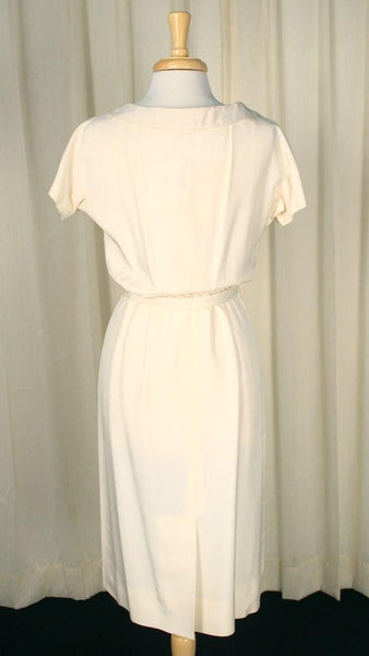 Vintage 1950s Cream Leaf Shirt Dress Cats Like Us