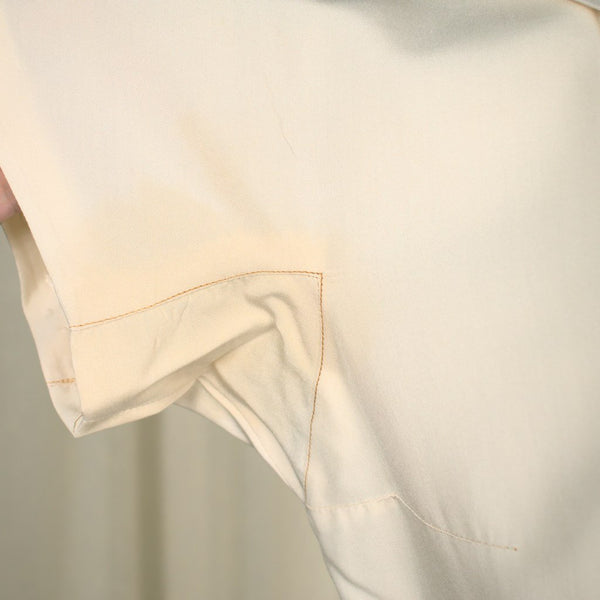Vintage 1950s Cream Leaf Shirt Dress Cats Like Us