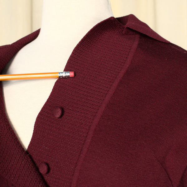 Vintage 1950s Deep Red Wool Knit Set Cats Like Us