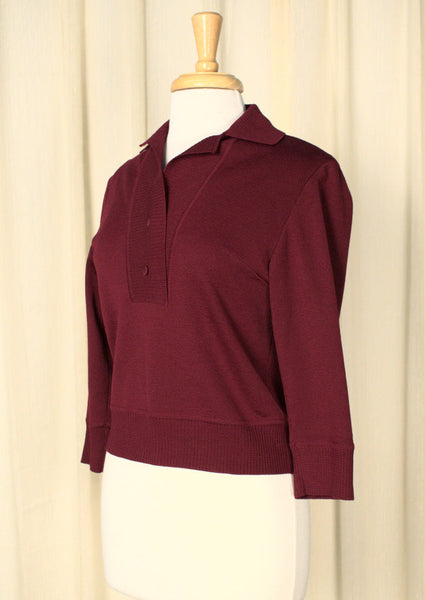Vintage 1950s Deep Red Wool Knit Set Cats Like Us