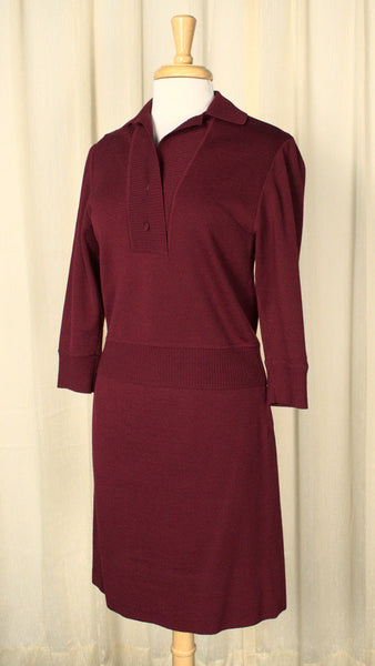 Vintage 1950s Deep Red Wool Knit Set Cats Like Us