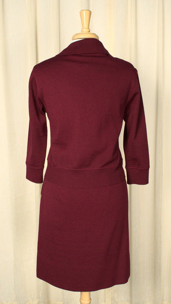 Vintage 1950s Deep Red Wool Knit Set Cats Like Us