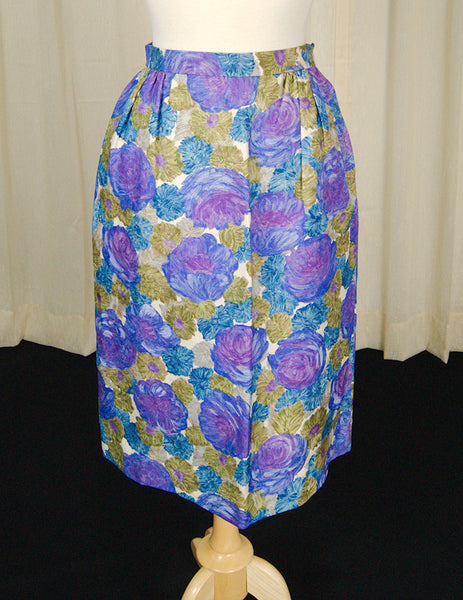Vintage 1950s Floral Draped Skirt Set Cats Like Us
