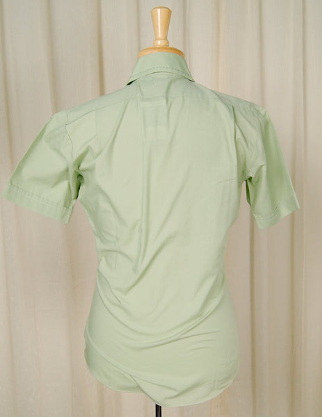 Vintage 1950s Green Contrast Mens Shirt Cats Like Us