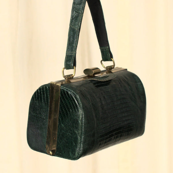 Vintage 1950s Hunter Green Handbag Cats Like Us