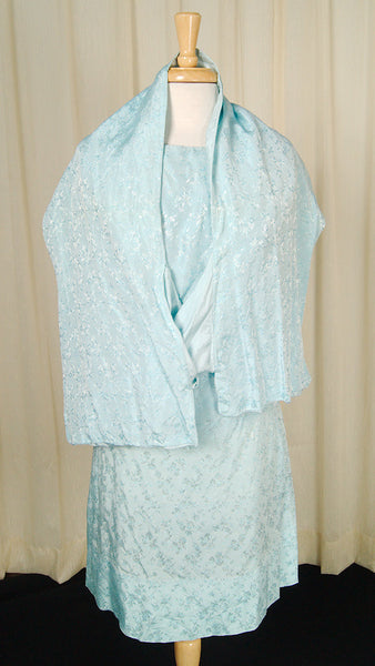 Vintage 1950s Ice Blue Wrap Dress Cats Like Us