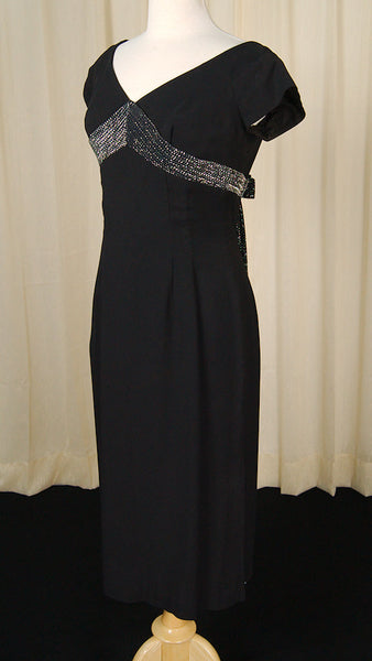Vintage 1950s LBD with Silver Bow Dress Cats Like Us