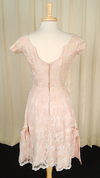 Vintage 1950s Lace Overlay Bow Dress Cats Like Us
