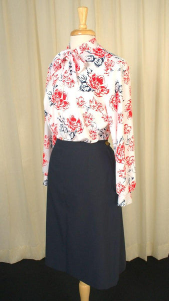 Vintage 1950s Navy Blue A-line Skirt Cats Like Us