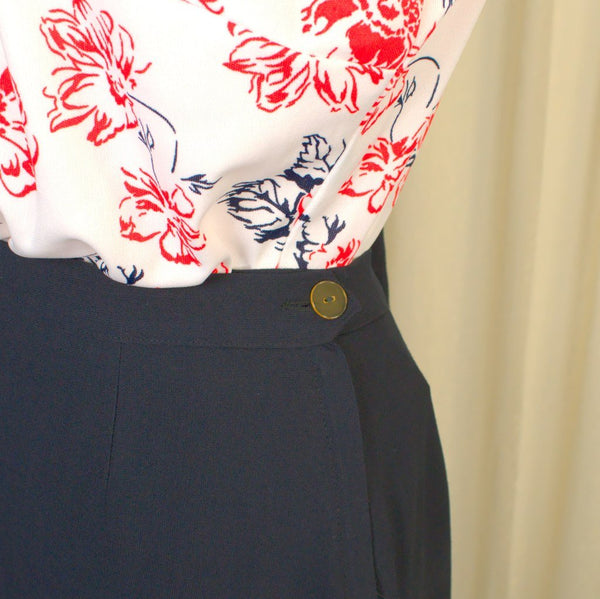 Vintage 1950s Navy Blue A-line Skirt Cats Like Us