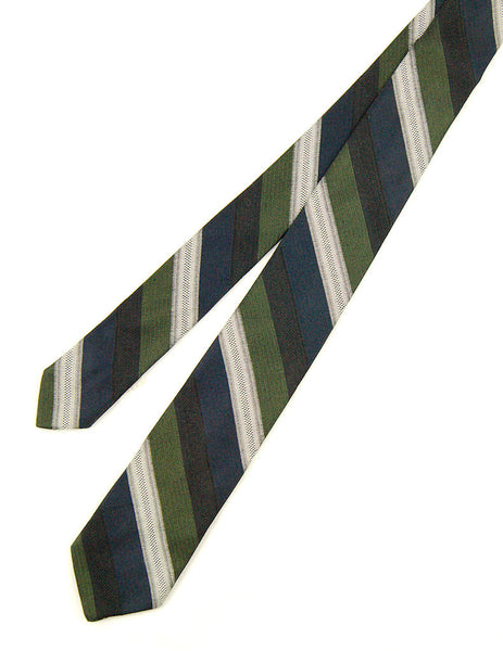 Vintage 1950s Navy & Green Striped Tie Cats Like Us