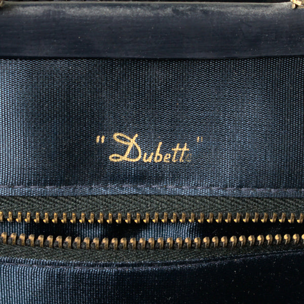 Vintage 1950s Navy Vinyl Gold Clasp Bag Cats Like Us