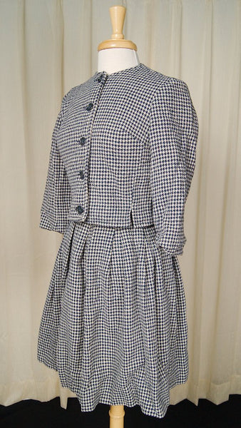 Vintage 1950s Navy & White Skirt Suit Cats Like Us
