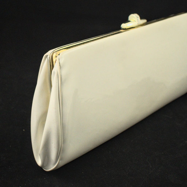 Vintage 1950s Off White Patent Clutch Cats Like Us