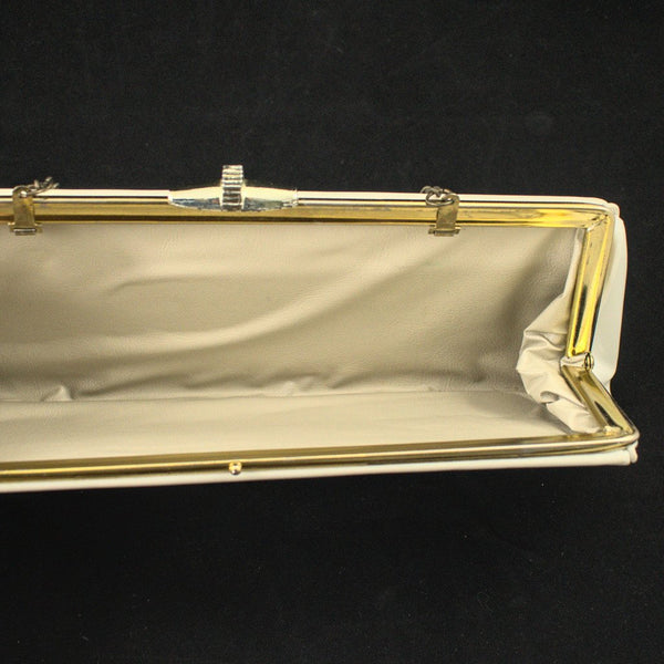 Vintage 1950s Off White Patent Clutch Cats Like Us