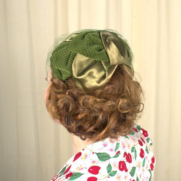 Vintage 1950s Olive Green Crescent Hat Cats Like Us