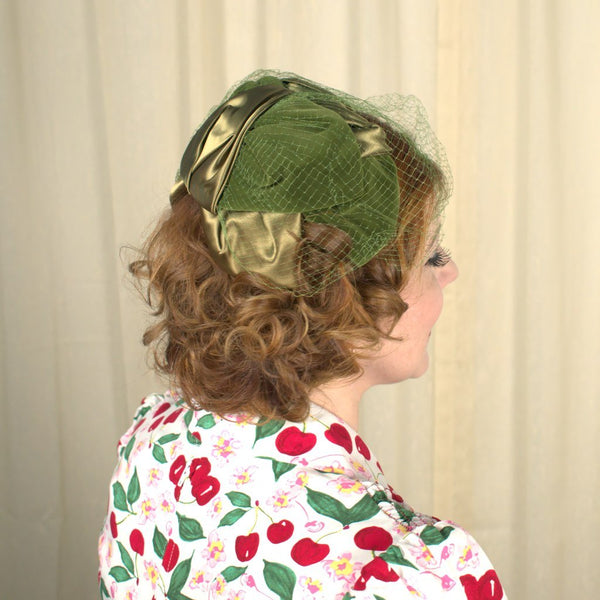 Vintage 1950s Olive Green Crescent Hat Cats Like Us