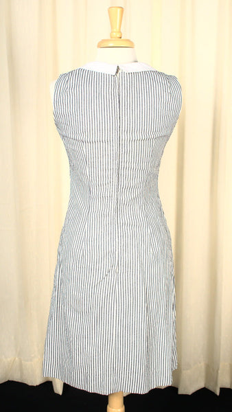 Vintage 1960s Charcoal Striped Dress Cats Like Us