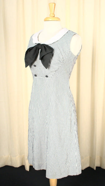 Vintage 1960s Charcoal Striped Dress Cats Like Us