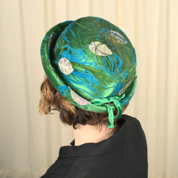 Vintage 1960s Green & Blue Velvet Hat Cats Like Us