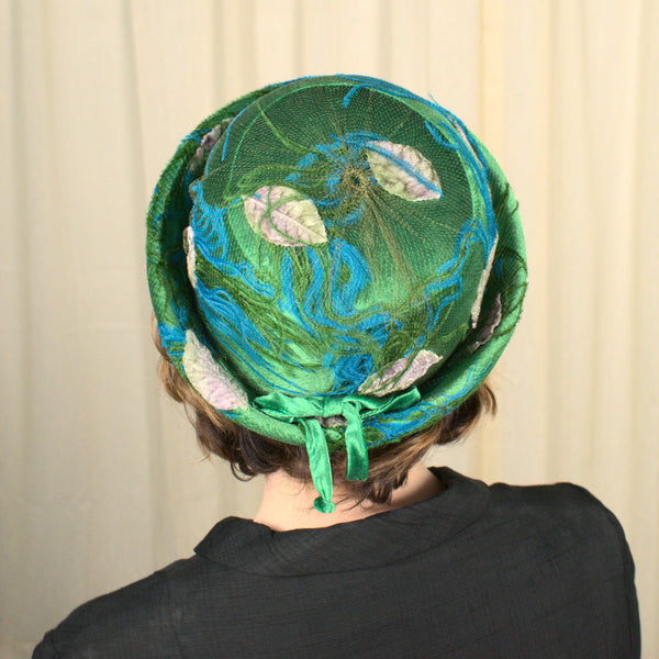 Vintage 1960s Green & Blue Velvet Hat Cats Like Us