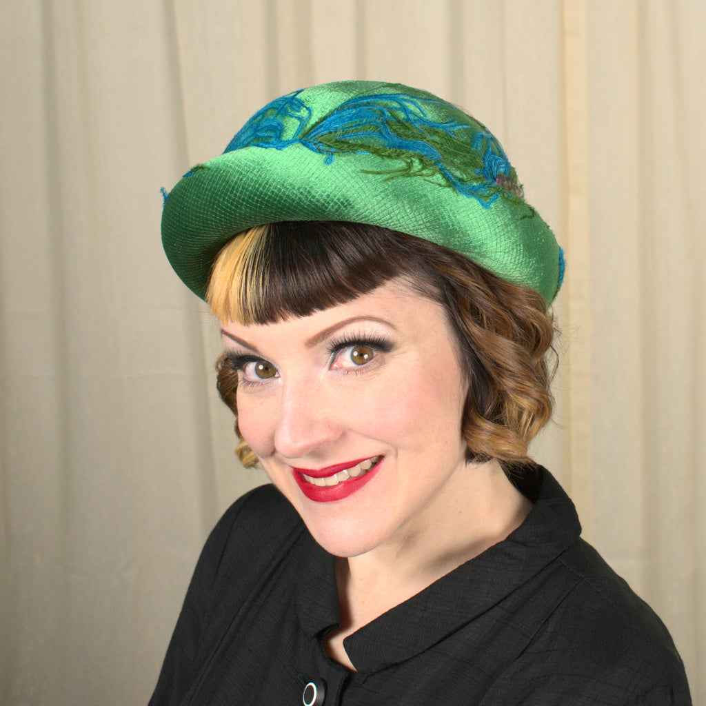 Vintage green velour hat Vintage Green Evelyn Varon Exclusive Velour Fur Felt Suiter  main image 2