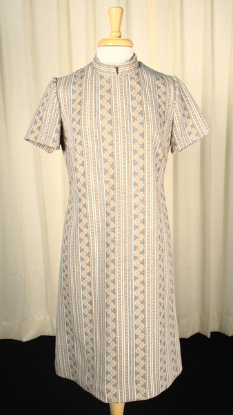 Vintage 1960s Mod Gray & Beige Dress Cats Like Us