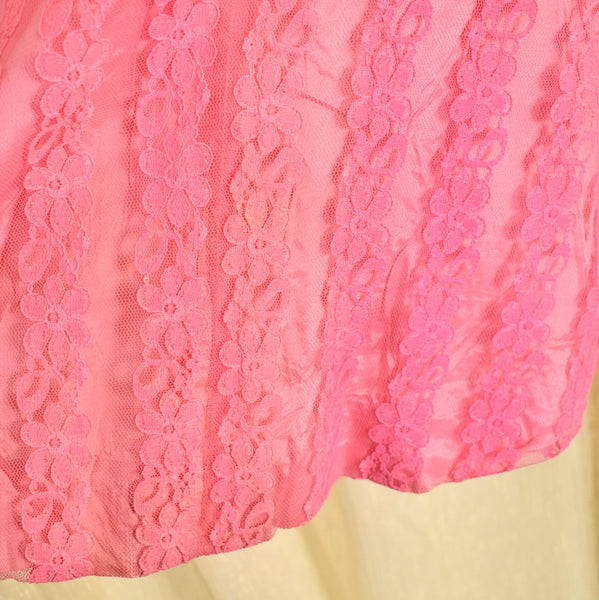 Vintage 1960s Neon Pink Lace Dress Cats Like Us