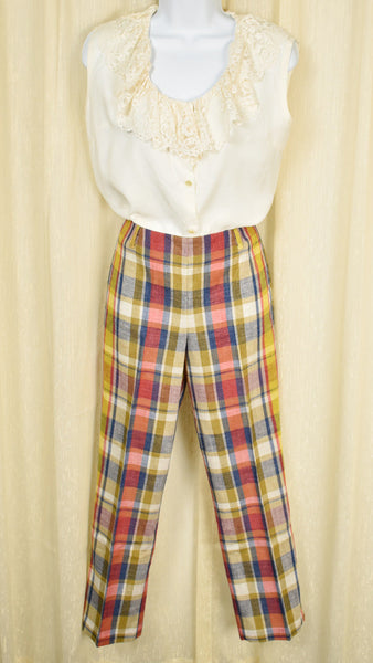 Vintage 1960s Plaid Cropped Pants Cats Like Us