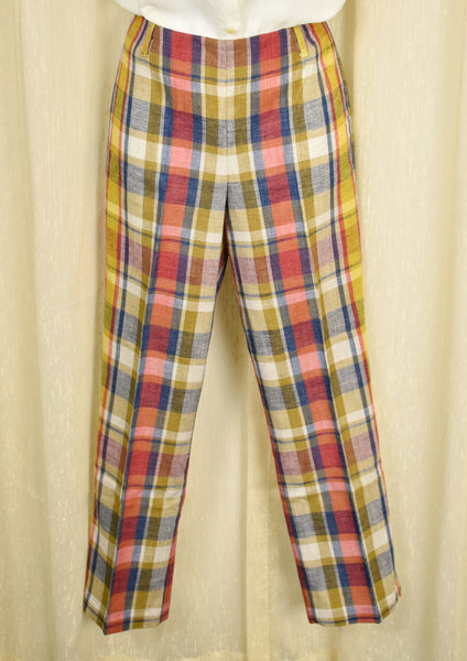Vintage 1960s Plaid Cropped Pants Cats Like Us