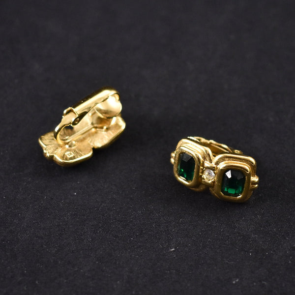 Vintage Avon Glamorous Touch Green Rhinestone Earring Cats Like Us