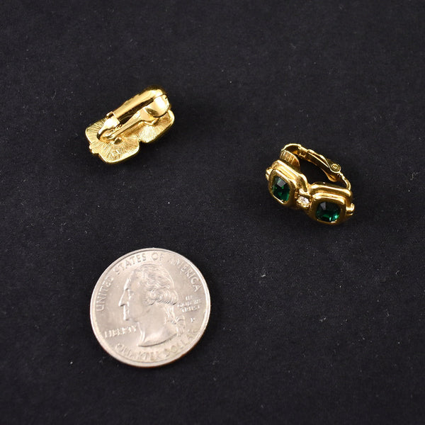 Vintage Avon Glamorous Touch Green Rhinestone Earring Cats Like Us