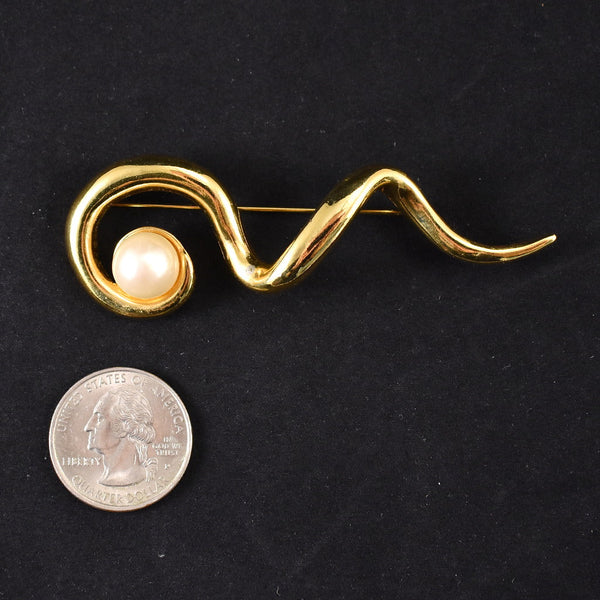 Vintage Avon Squiggle Pearl Brooch Cats Like Us