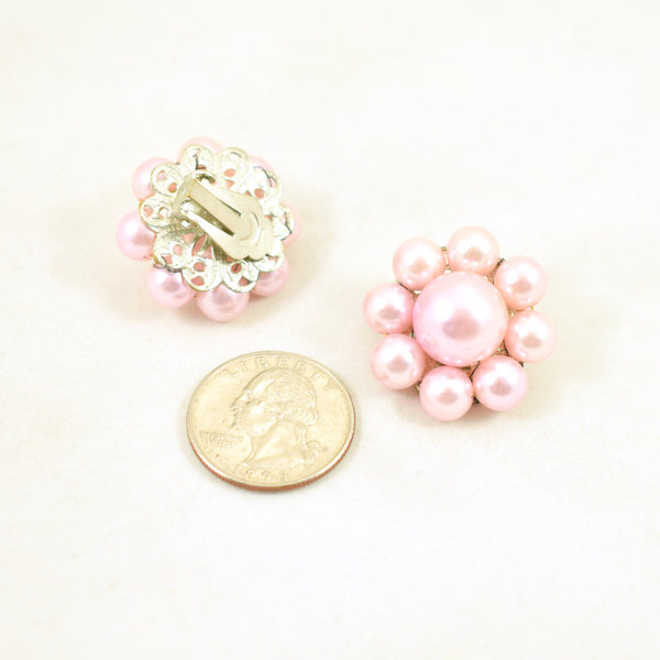 Vintage Baby Pink Bead Cluster Earrings Cats Like Us