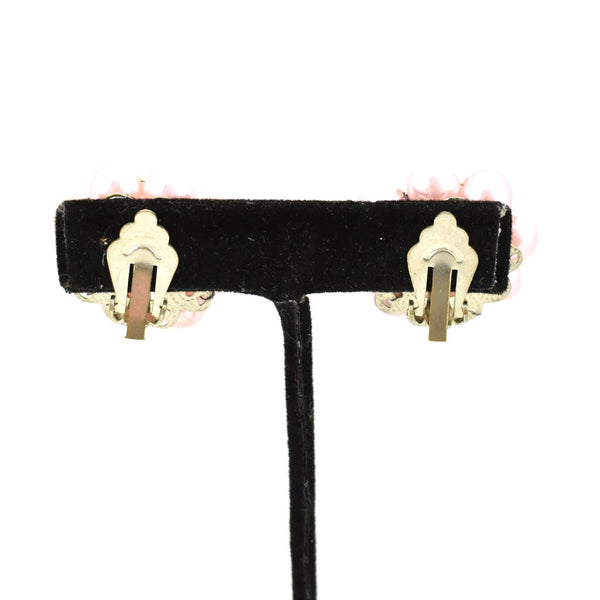 Vintage Baby Pink Bead Cluster Earrings Cats Like Us