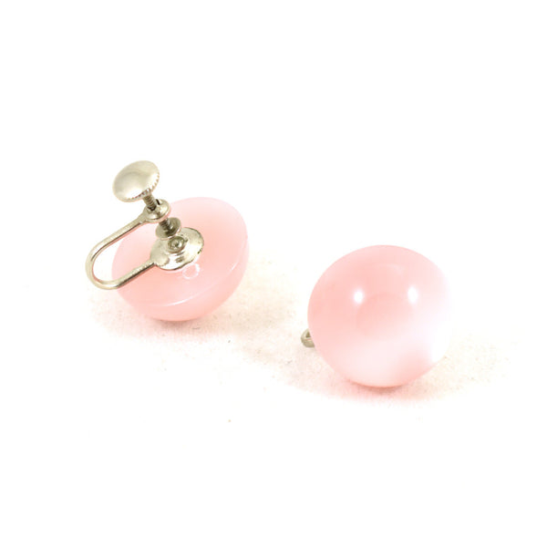 Vintage Baby Pink Dot Button Earrings Cats Like Us