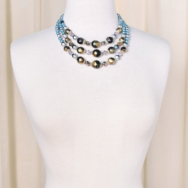 Vintage Blue & Gold Necklace Set Cats Like Us