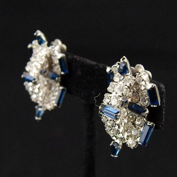 Vintage Blue Rhinestone 3D Earrings Cats Like Us